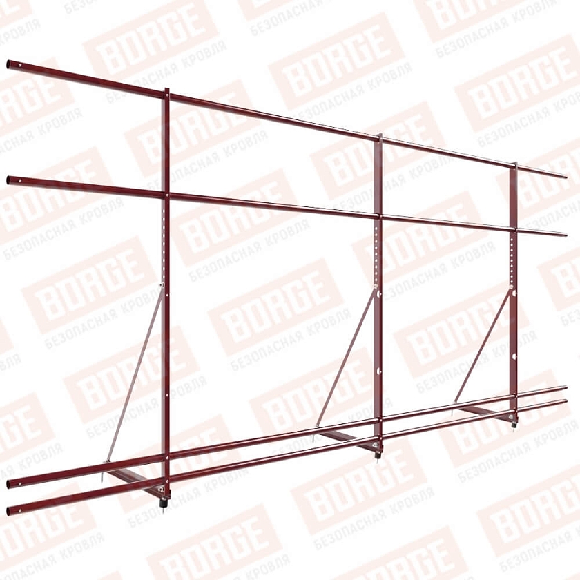 Ограждение декоративное NewLine H-120см, 3м, красное вино (RAL 3005), с двумя доп. трубами