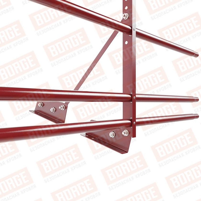 Ограждение декоративное NewLine H-60см, 3м, для фальц. кров., коричнево-красный (RAL 3011), с двумя доп. трубами