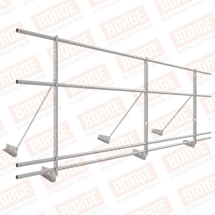 Ограждение декоративное NewLine H-90см, 3м, для фальц. кров., сигнально-серый (RAL 7004), с двумя доп. трубами