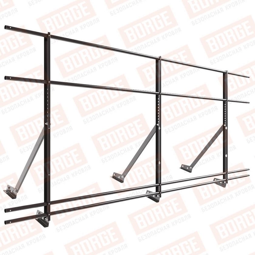 Ограждение кровельное Русский Рубеж H-120см, 3м, для фальцевой кровли, окрашенный (NL-805), с двумя доп. трубами