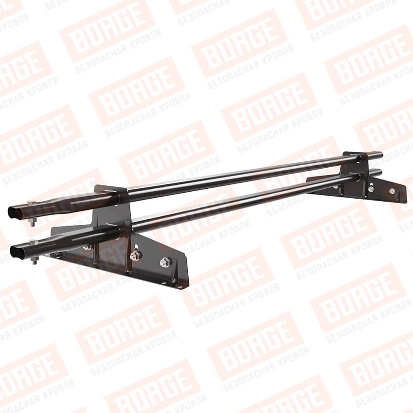 Снегозадержатель трубчатый Русский Рубеж 25х45мм, 1,5м, 2 опоры, для фальц. кров., серо-коричневый (RAL 8019)