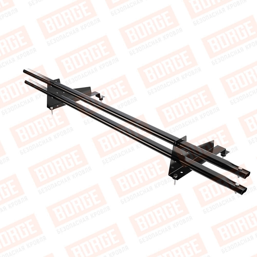 Снегозадержатель трубчатый Русский Рубеж 1,5м, 2 опоры, для МЧ с выс. ступ., чёрный (RAL 9005), 350мм