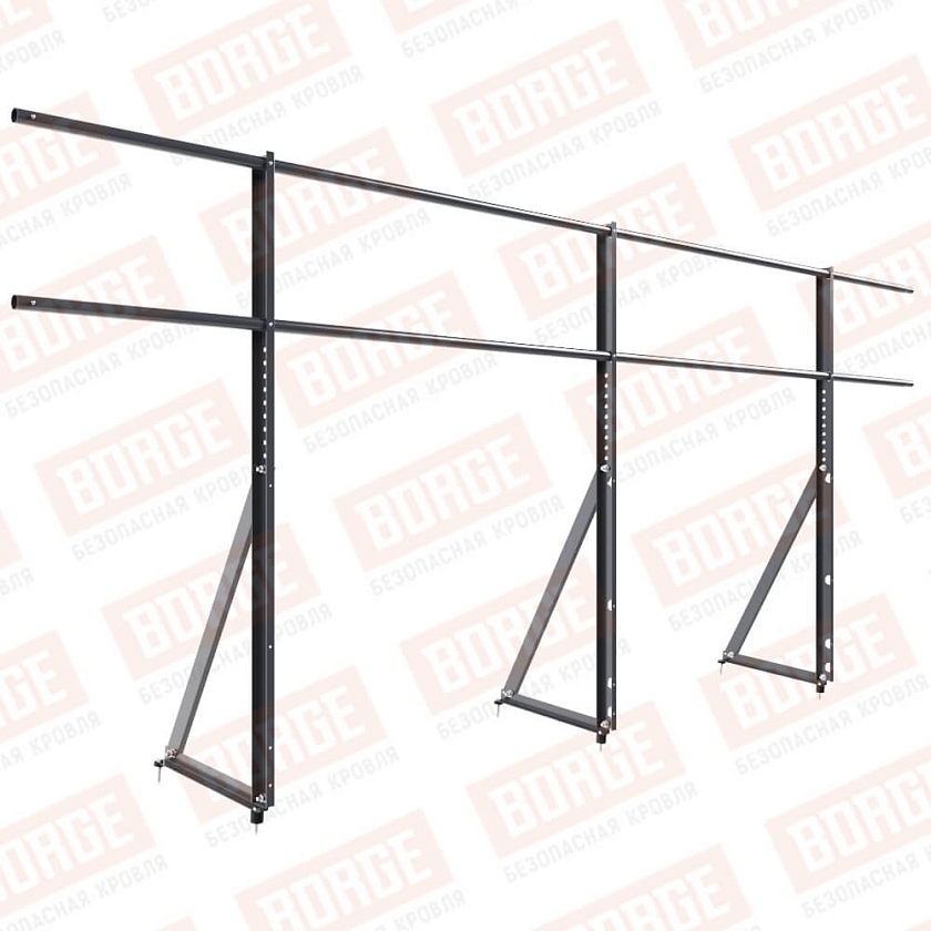 Ограждение кровельное Русский Рубеж H-120см, 3м, серый графит (RAL 7024)