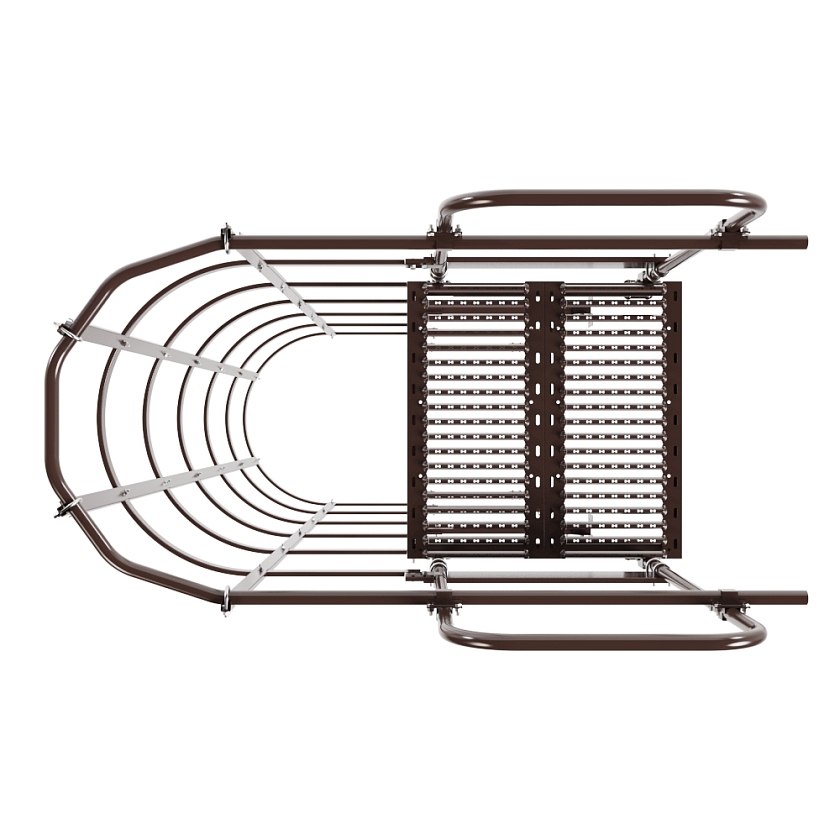 Лестница пожарная П1-2 с площадкой переходной 800х800мм BORGE, Н-3м, W-0.8м, оцинк., коричневый шоколад (RAL 8017)