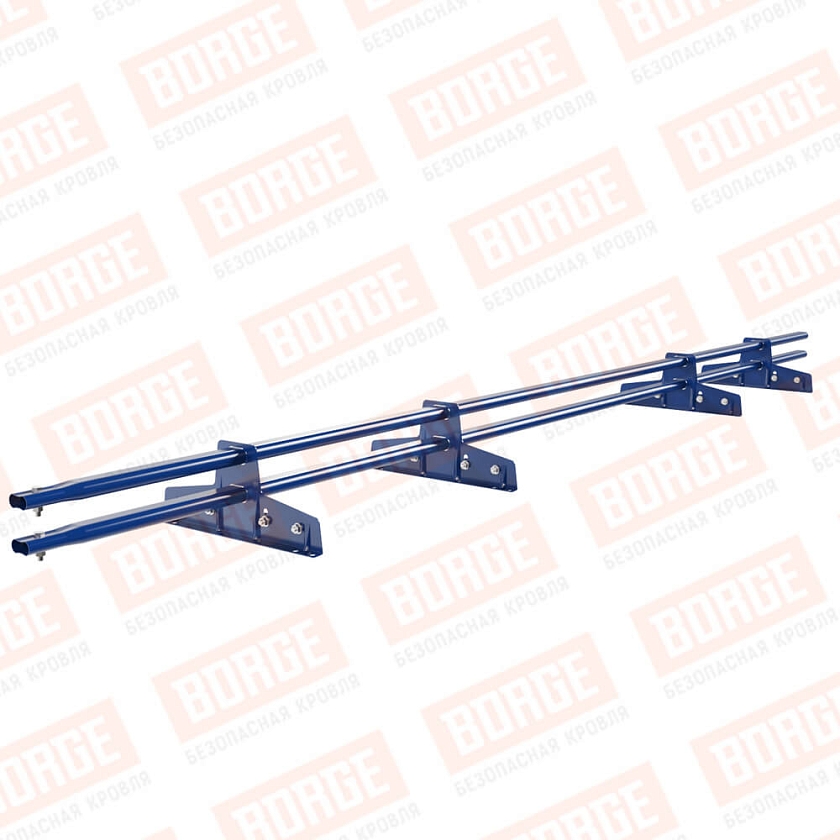 Снегозадержатель трубчатый Русский Рубеж 25х45мм, 3м, 4 опоры, для фальц. кровли, сигнально-синий (RAL 5005)