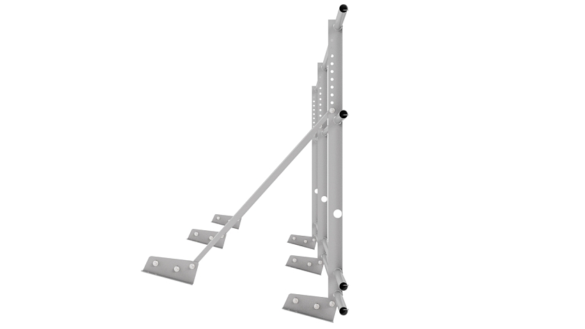 Ограждение кровельное NewLine H-90см, 3м, для фальц. кров., сигнально-серый (RAL 7004), с двумя доп. трубами