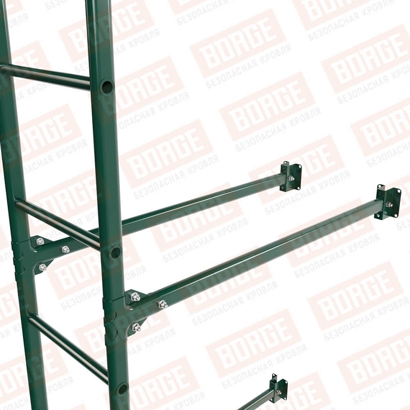 Комплект лестница фасадная BORGE (нижняя секция), 2,7м, зелёный мох (RAL 6005)