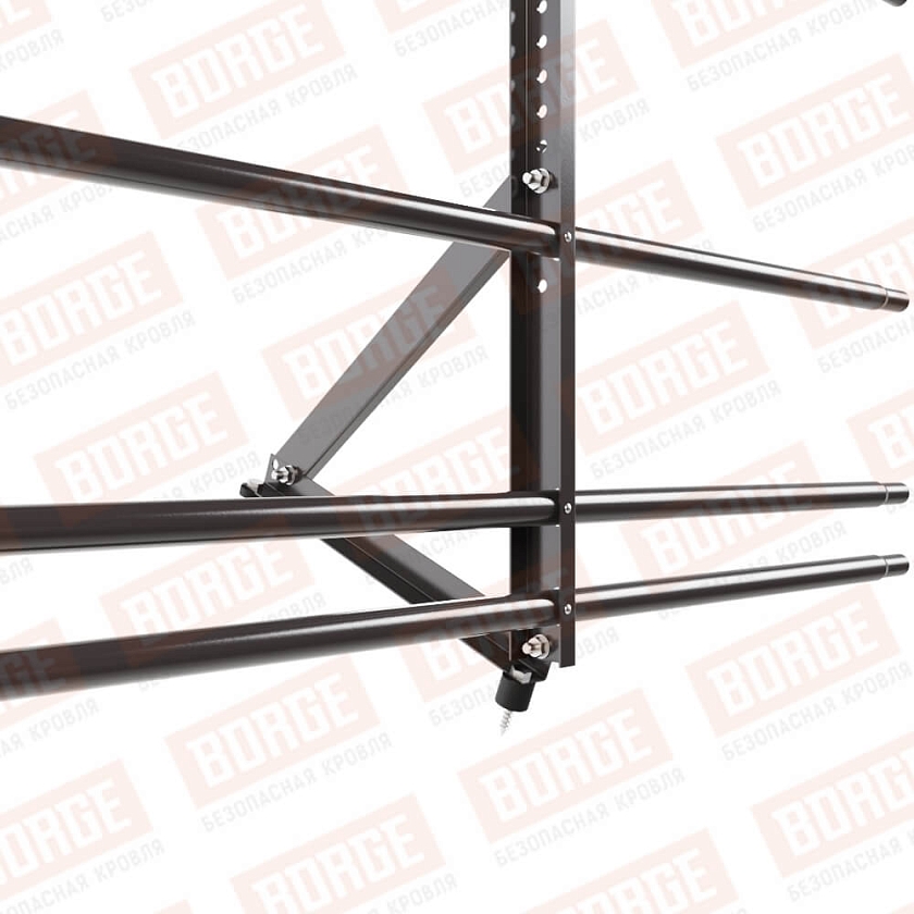 Ограждение кровельное Русский Рубеж H-60см, 3м, серо-коричневый (RR 32), с двумя доп. трубами