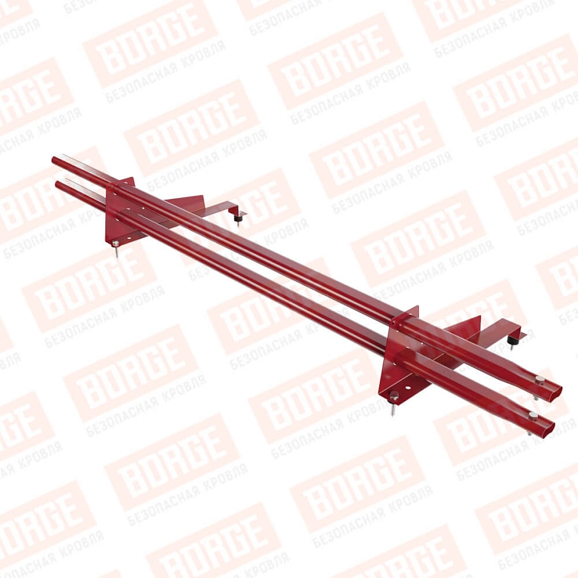 Снегозадержатель трубчатый Русский Рубеж 1,5м, 2 опоры, для МЧ с выс. ступ., рубиново-красный (RAL 3003), 400мм