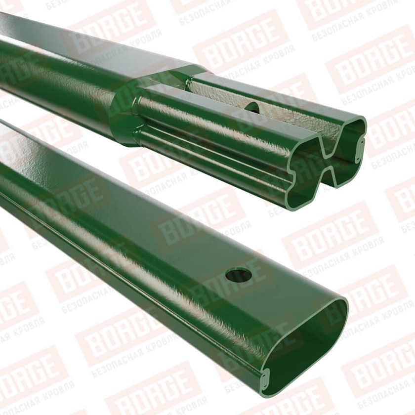 Труба снегозадержателя BORGE 45х25х1500, лиственно-зеленый (RAL 6002)
