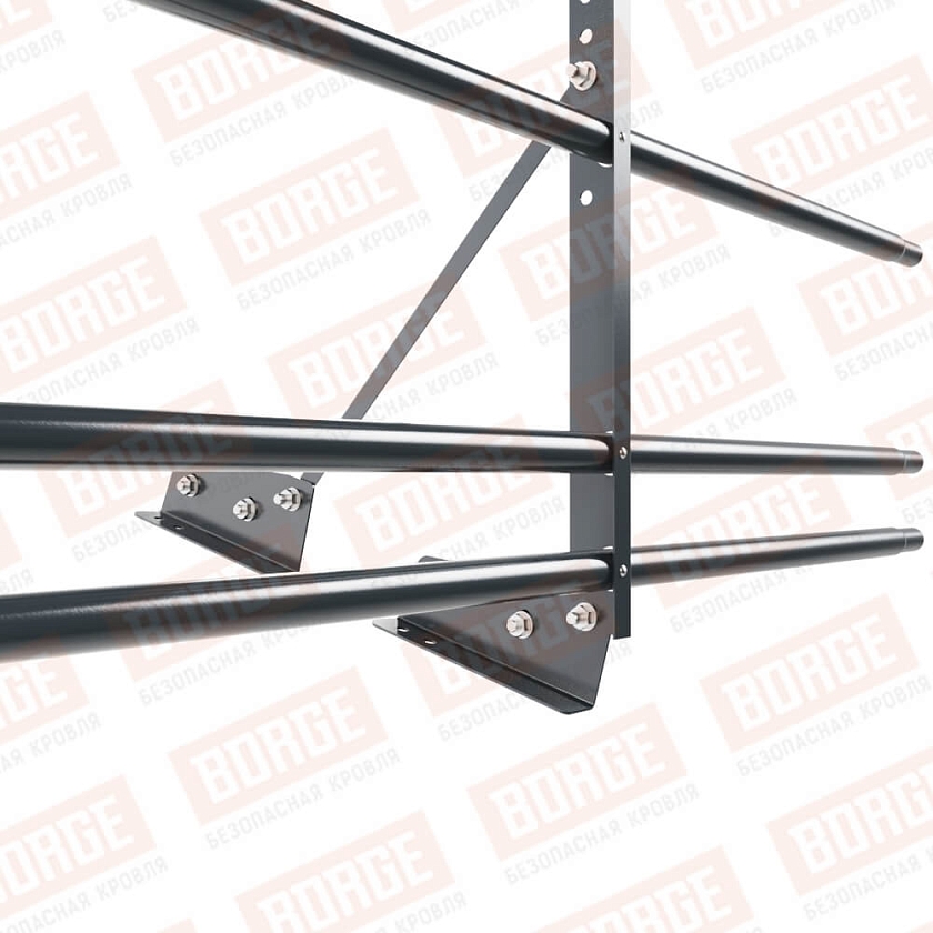 Ограждение декоративное NewLine H-60см, 3м, для фальц. кров., антрацитово-серый (RAL 7016), с двумя доп. трубами