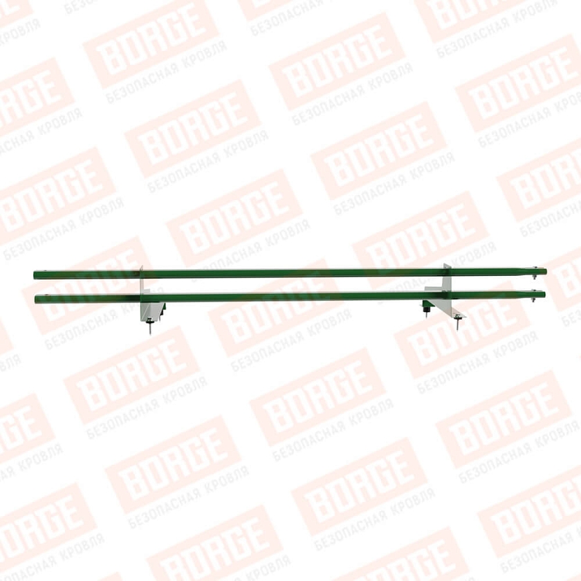 Снегозадержатель трубчатый Русский Рубеж 1,5м, 2 опоры, для МЧ с выс. ступ., лиственно-зеленый (RAL 6002), 350мм