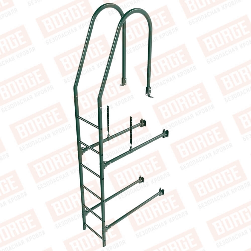 Комплект лестница фасадная BORGE (верхняя секция), 1,8м, зелёный мох (RAL 6005)
