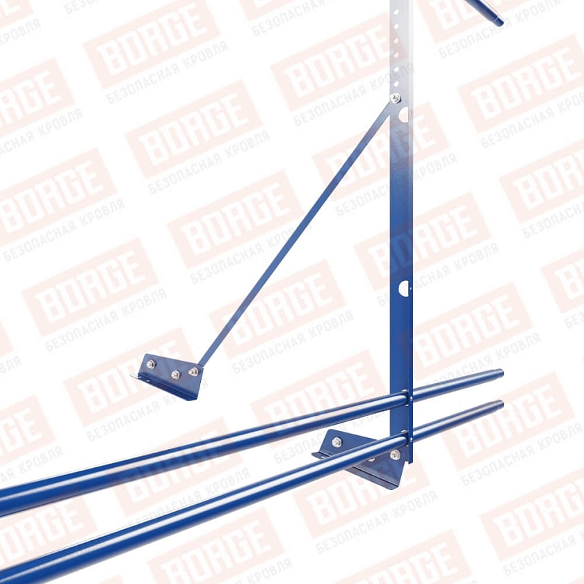 Ограждение декоративное NewLine H-120см, 3м, для фальц. кров., сигнально-синий (RAL 5005), с двумя доп. трубами