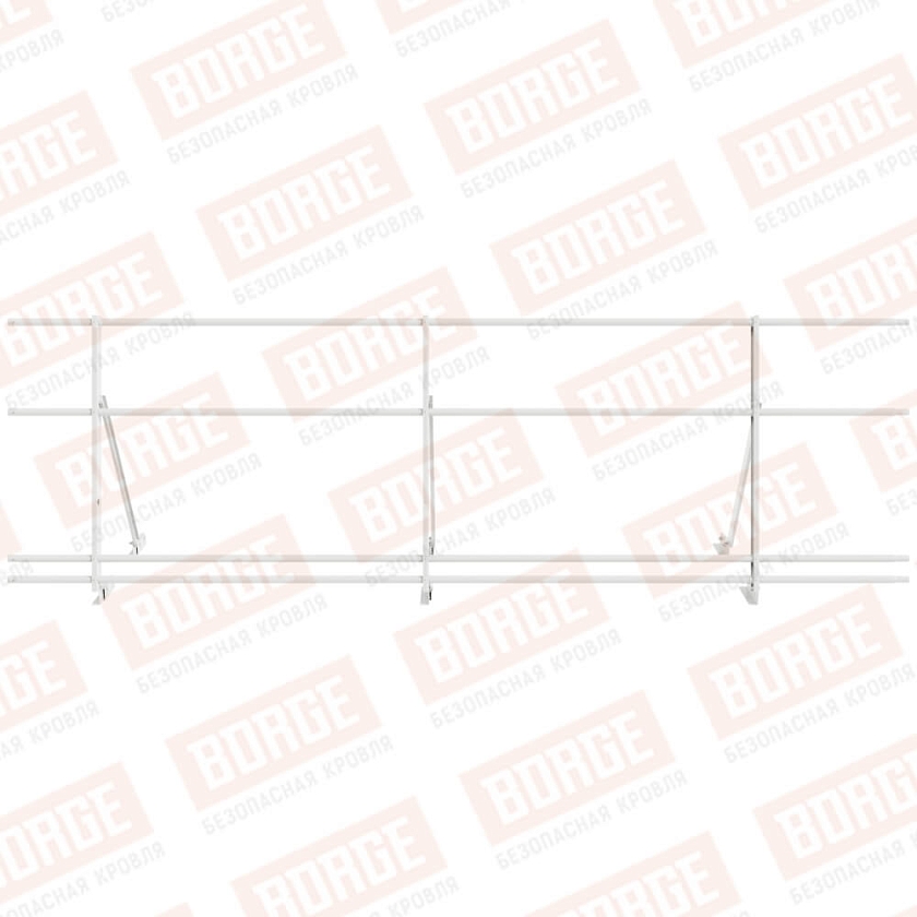 Ограждение кровельное Русский Рубеж H-90см, 3м, для фальцевой кровли, сигнально-белый (RAL 9003), с двумя доп. трубами