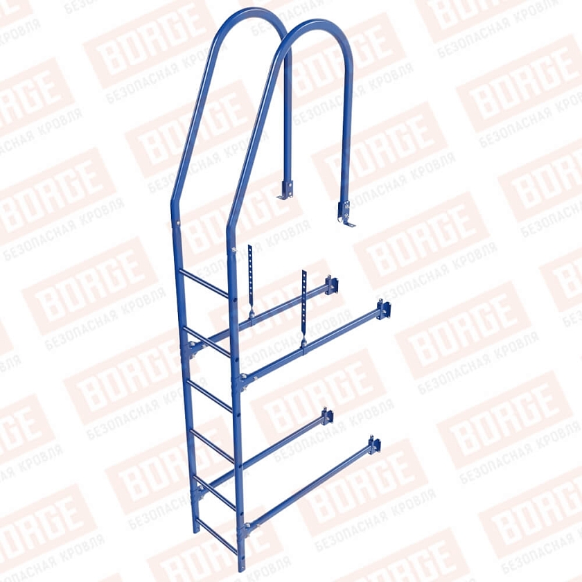 Комплект лестница фасадная BORGE (верхняя секция), 1,8м, сигнально-синий (RAL 5005)
