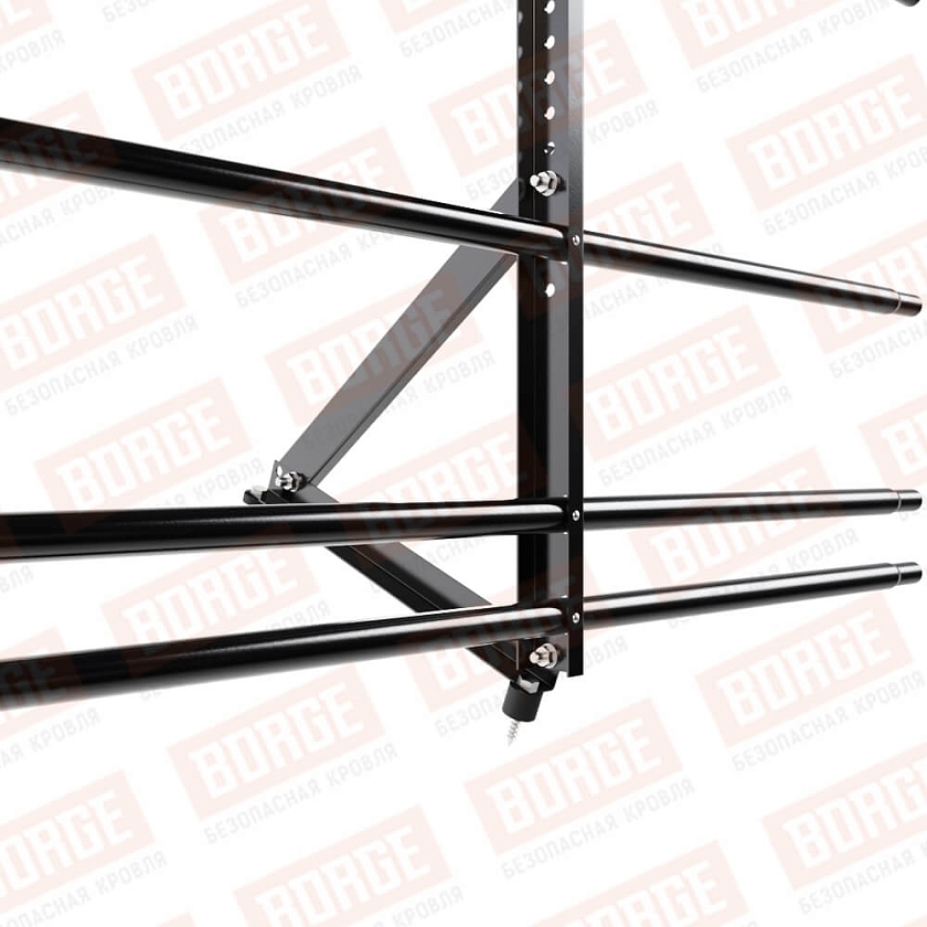 Ограждение кровельное Русский Рубеж H-60см, 3м, чёрный (RAL 9005), с двумя доп. трубами