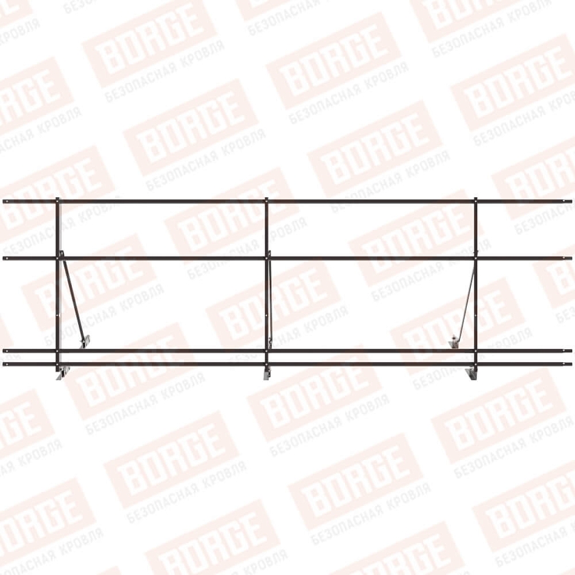 Ограждение декоративное NewLine H-90см, 3м, для фальц. кров., серо-коричневый (RR 32), с двумя доп. трубами