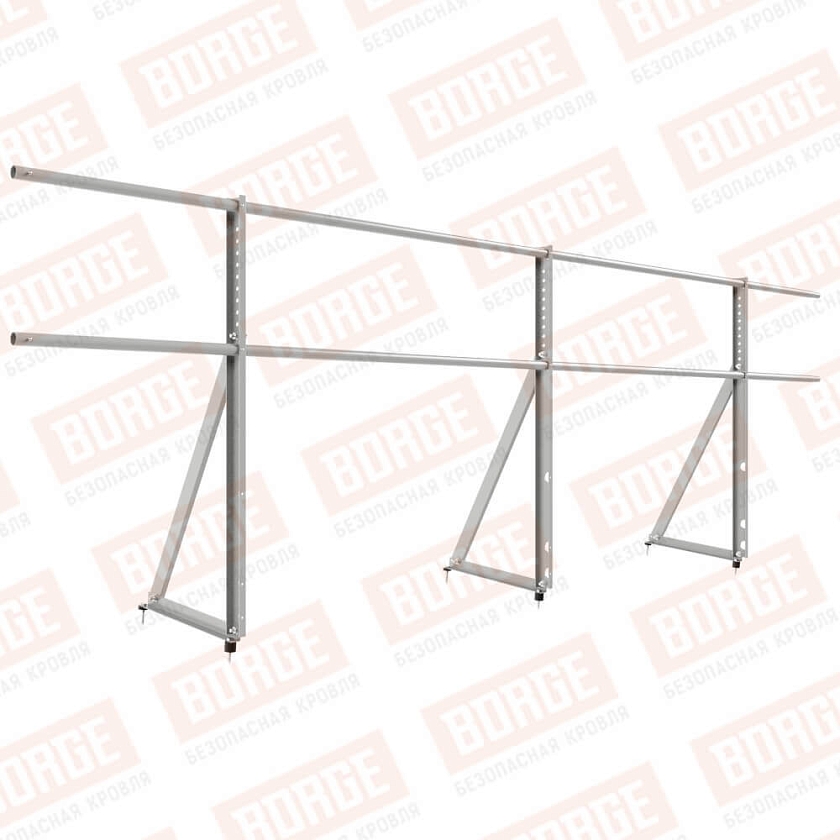 Ограждение кровельное Русский Рубеж H-90см, 3м, бело-алюминиевый (RAL 9006)