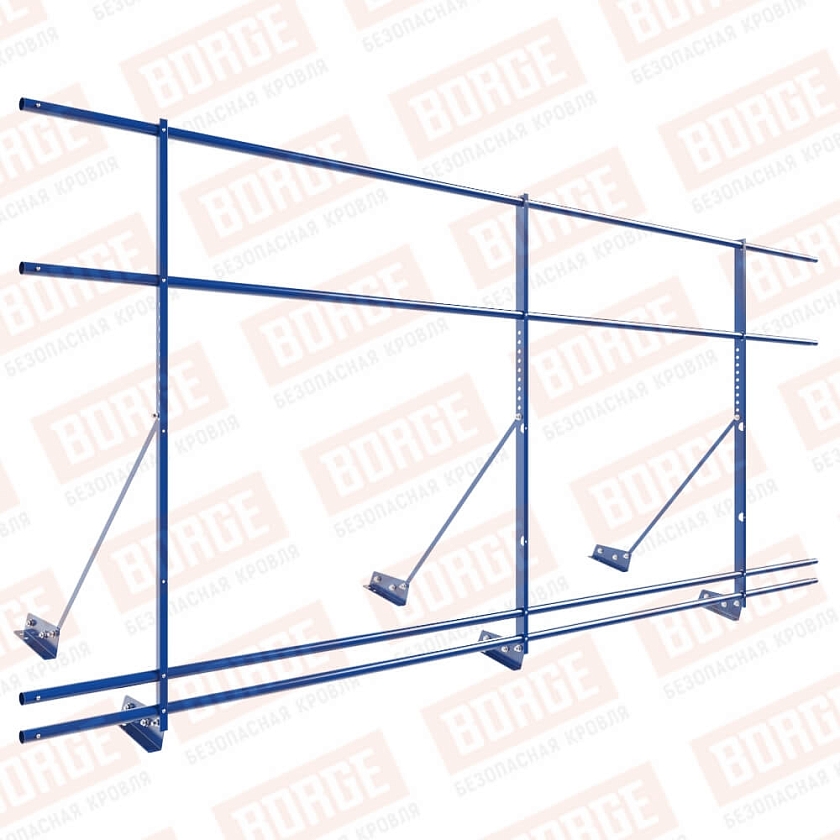 Ограждение декоративное NewLine H-120см, 3м, для фальц. кров., сигнально-синий (RAL 5005), с двумя доп. трубами