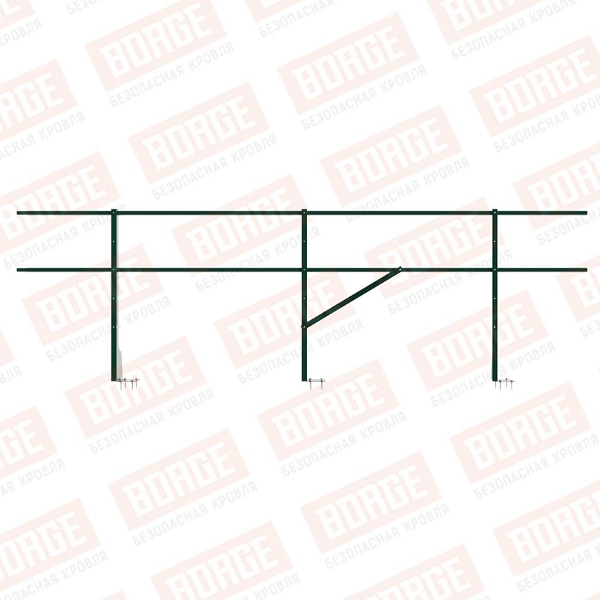 Ограждение плоских кровель Русский Рубеж Н-90, 3м, верхнее крепление, зеленый мох (RAL 6005)