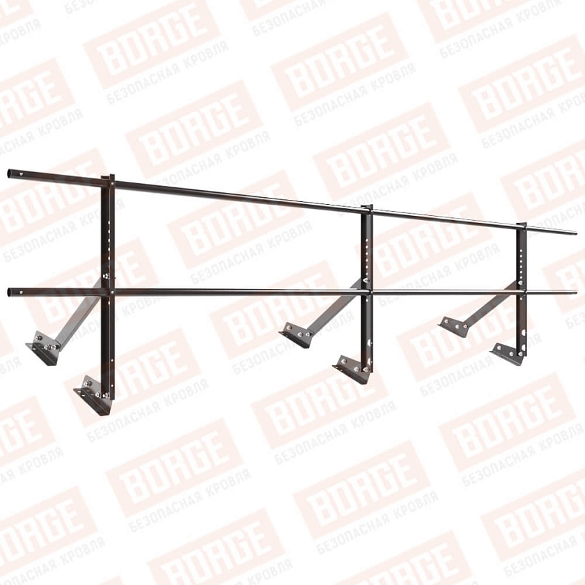 Ограждение кровельное Русский Рубеж H-60см, 3м, для фальцевой кровли, серо-коричневый (RAL 8019)