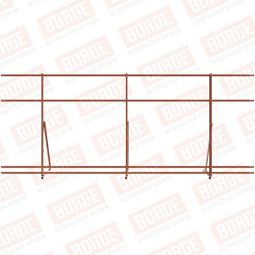 Ограждение кровельное Русский Рубеж H-120см, 3м, терракотовый (RAL 8004), с двумя доп. трубами