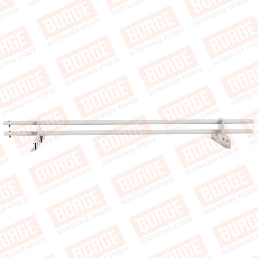 Снегозадержатель трубчатый Русский Рубеж 25х45мм, 1,5м, 2 опоры, для фальц. кров., сигнально-белый (RAL 9003)