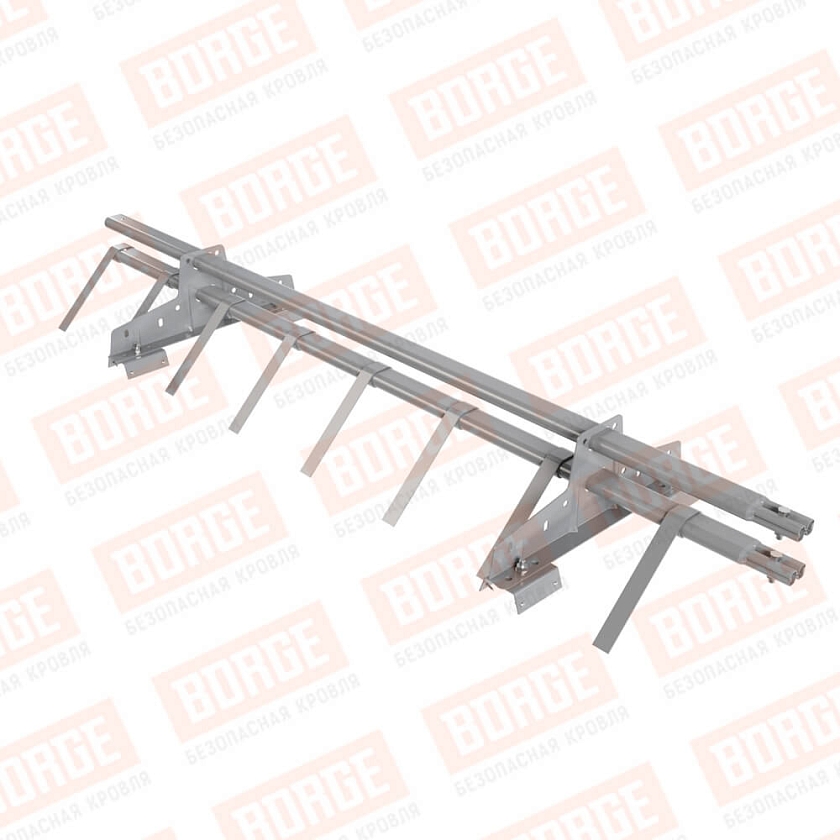 Снегозадержатель трубчатый BORGE 1,5м, 2 опоры, для профнастила Н-60, Н-75, сигнально-серый (RAL 7004)