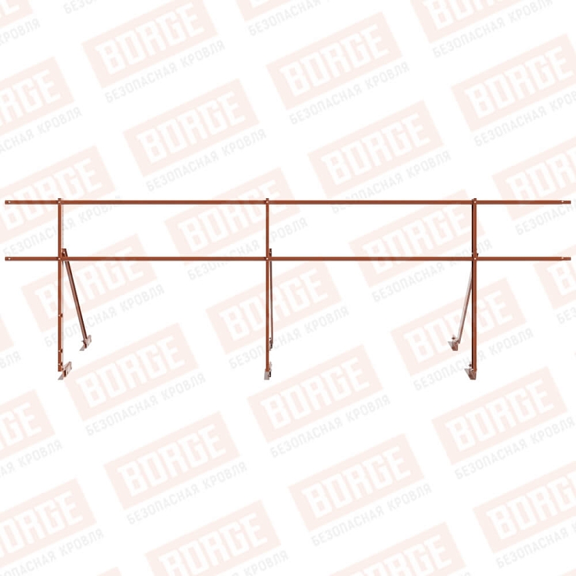 Ограждение кровельное Русский Рубеж H-90см, 3м, для фальцевой кровли, терракотовый (RAL 8004)