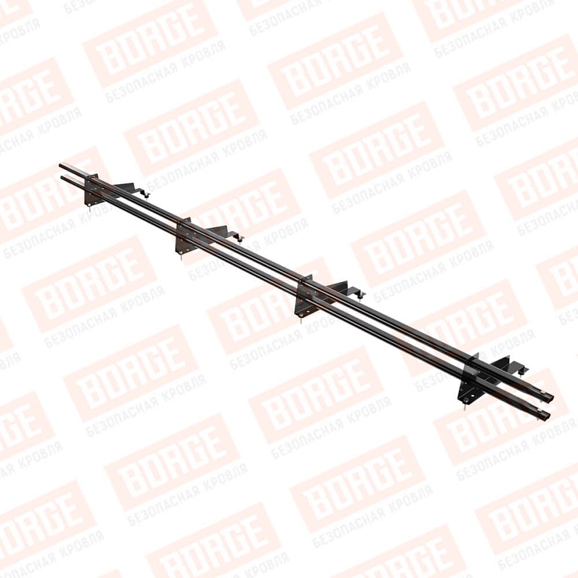 Снегозадержатель трубчатый Русский Рубеж 3м, 4 опоры, для МЧ с выс. ступенькой, чёрный (RAL 9005), 350мм