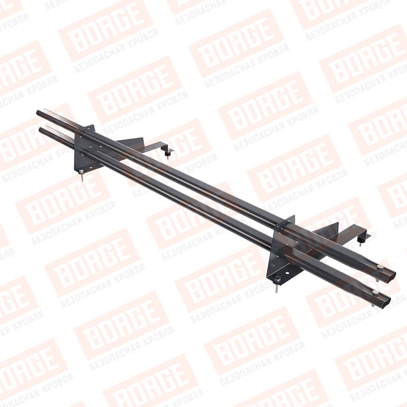 Снегозадержатель трубчатый Русский Рубеж 1,5м, 2 опоры, для МЧ с выс. ступ., серый графит (RAL 7024), 400мм