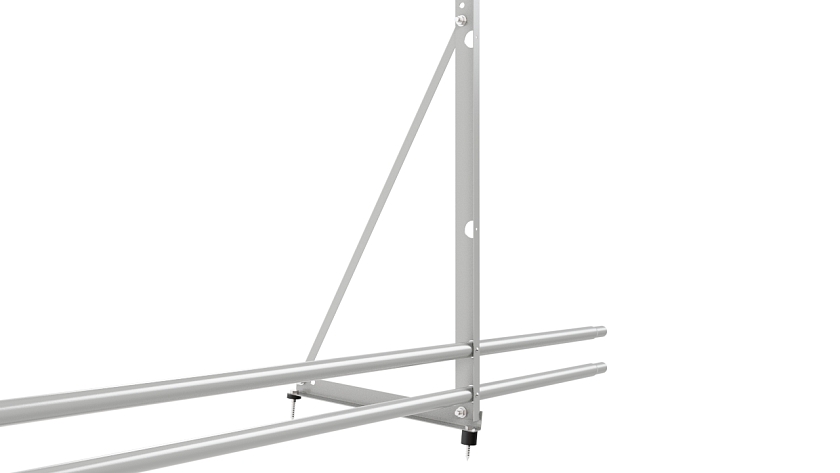 Ограждение кровельное NewLine H-120см, 3м, бело-алюминиевый (RAL 9006), с двумя доп. трубами