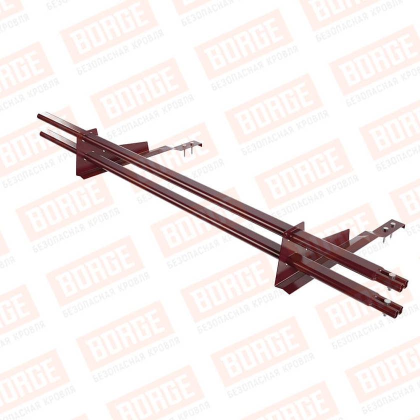 Снегозадержатель трубчатый BORGE 1,5м, 2 опоры, для черепичной кровли, красное вино (RAL 3005)