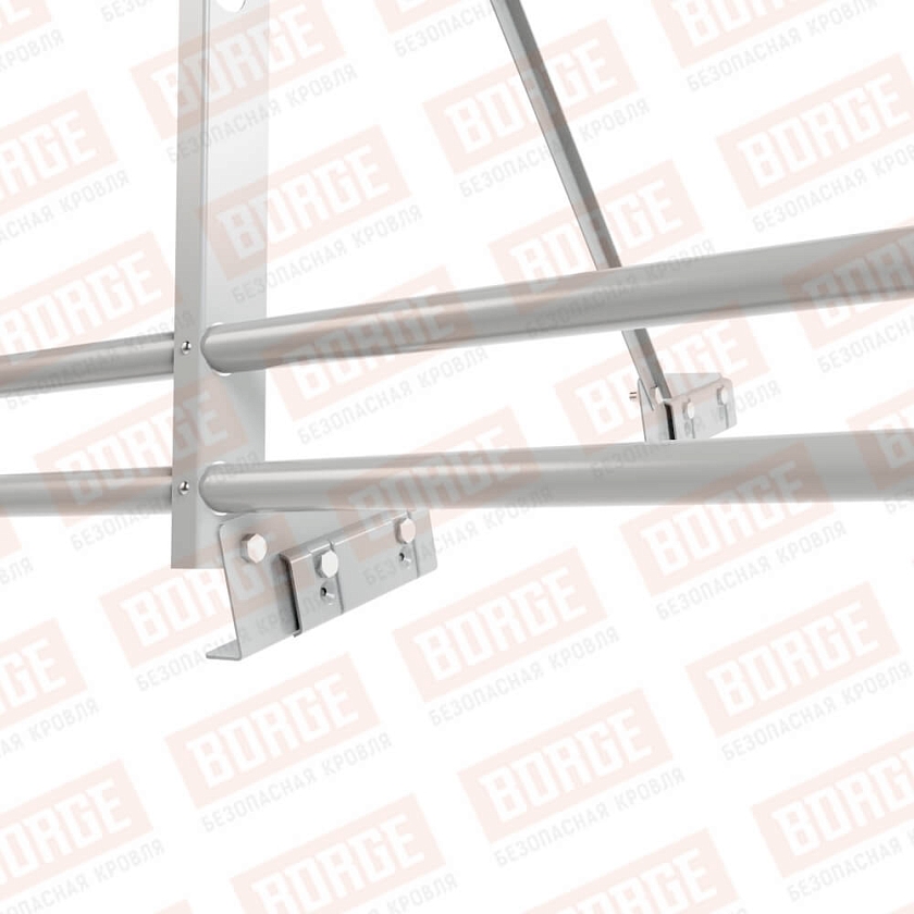 Ограждение декоративное NewLine H-90см, 3м, для фальц. кров., бело-алюминиевый (RAL 9006), с двумя доп. трубами