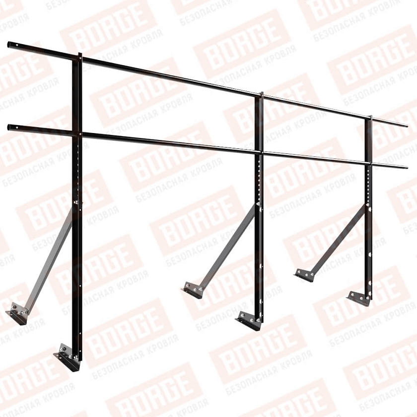 Ограждение кровельное Русский Рубеж H-120см, 3м, для фальцевой кровли, чёрный (RAL 9005)