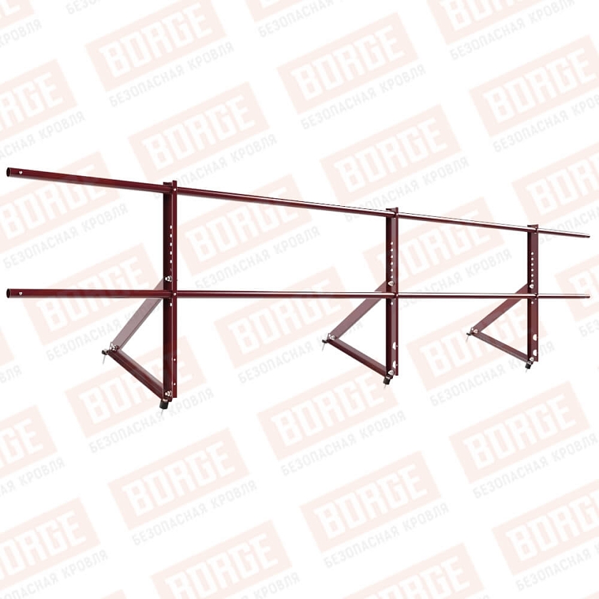 Ограждение кровельное Русский Рубеж H-60см, 3м, красное вино (RAL 3005)