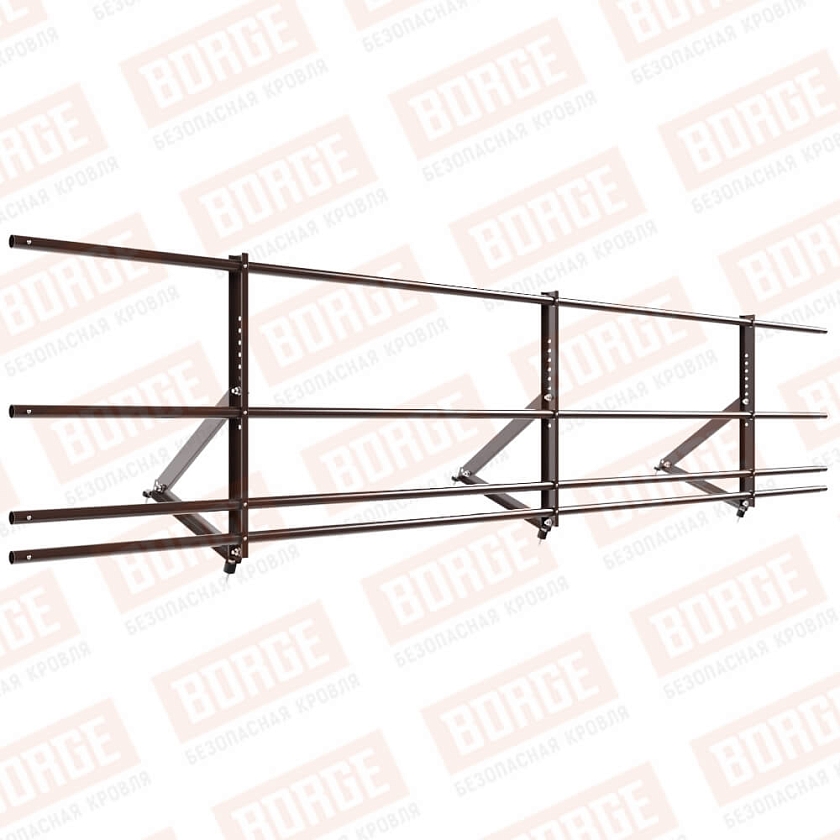 Ограждение кровельное Русский Рубеж H-60см, 3м, окрашенный (NL-807), с двумя доп. трубами