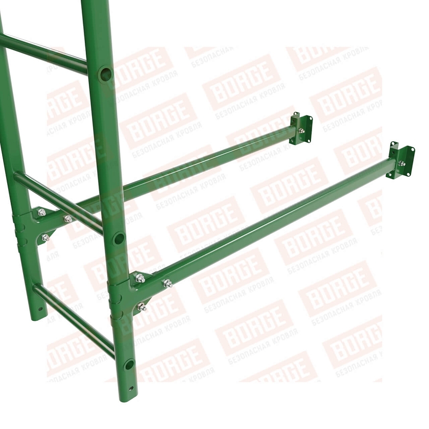 Комплект лестница фасадная BORGE (нижняя секция), 1,8м, лиственно-зеленый (RAL 6002)