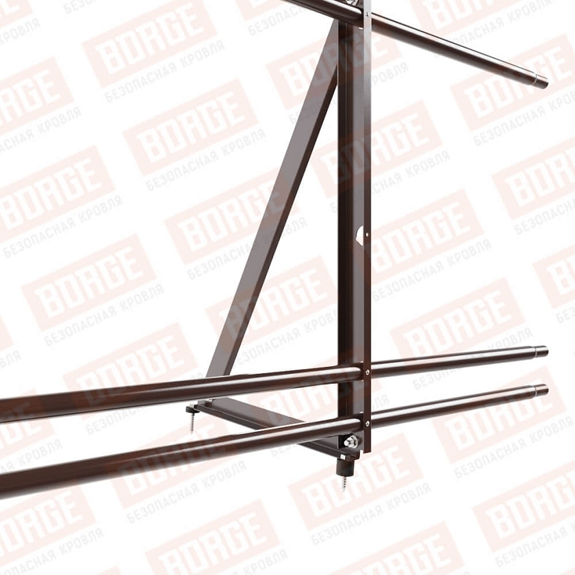 Ограждение кровельное Русский Рубеж H-90см, 3м, коричневый шоколад (RAL 8017), с двумя доп. трубами
