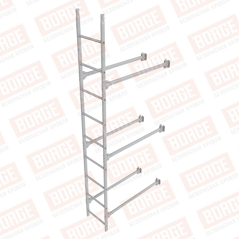 Комплект лестница фасадная BORGE (нижняя секция), 2,7м, сигнально-серый (RAL 7004)