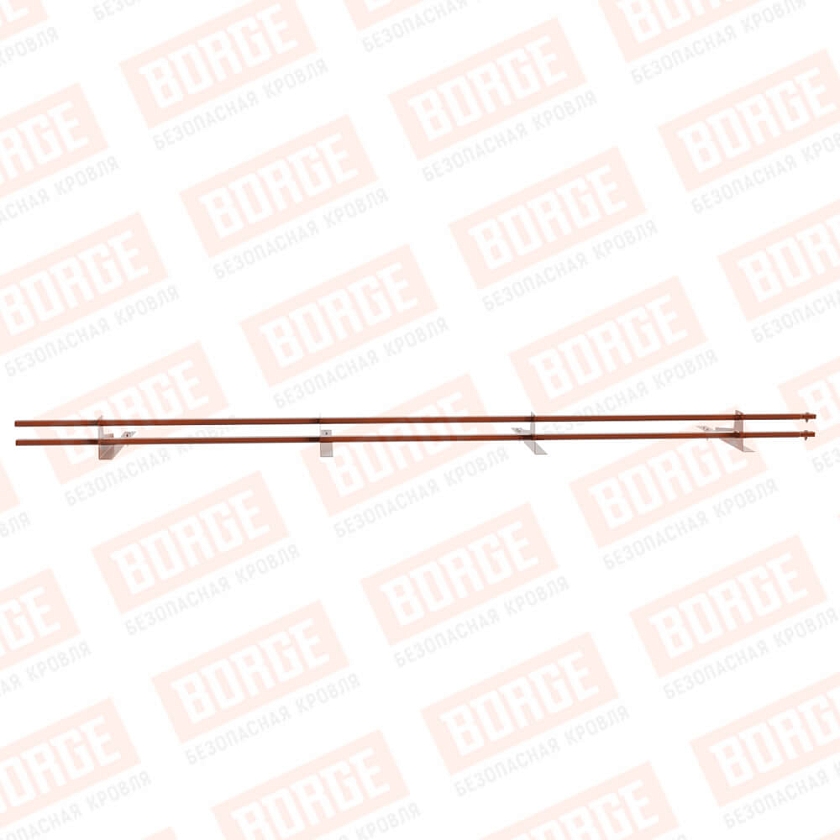 Снегозадержатель трубчатый BORGE 3м, 4 опоры, для гибкой черепицы, терракотовый (RAL 8004)
