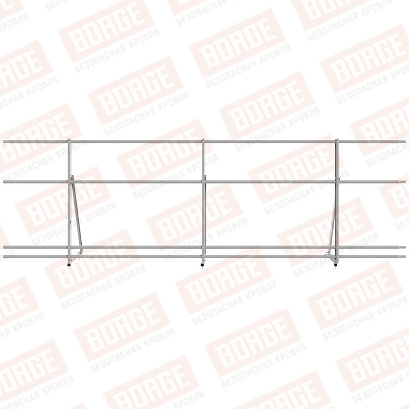 Ограждение кровельное Русский Рубеж H-90см, 3м, сигнально-серый (RAL 7004), с двумя доп. трубами