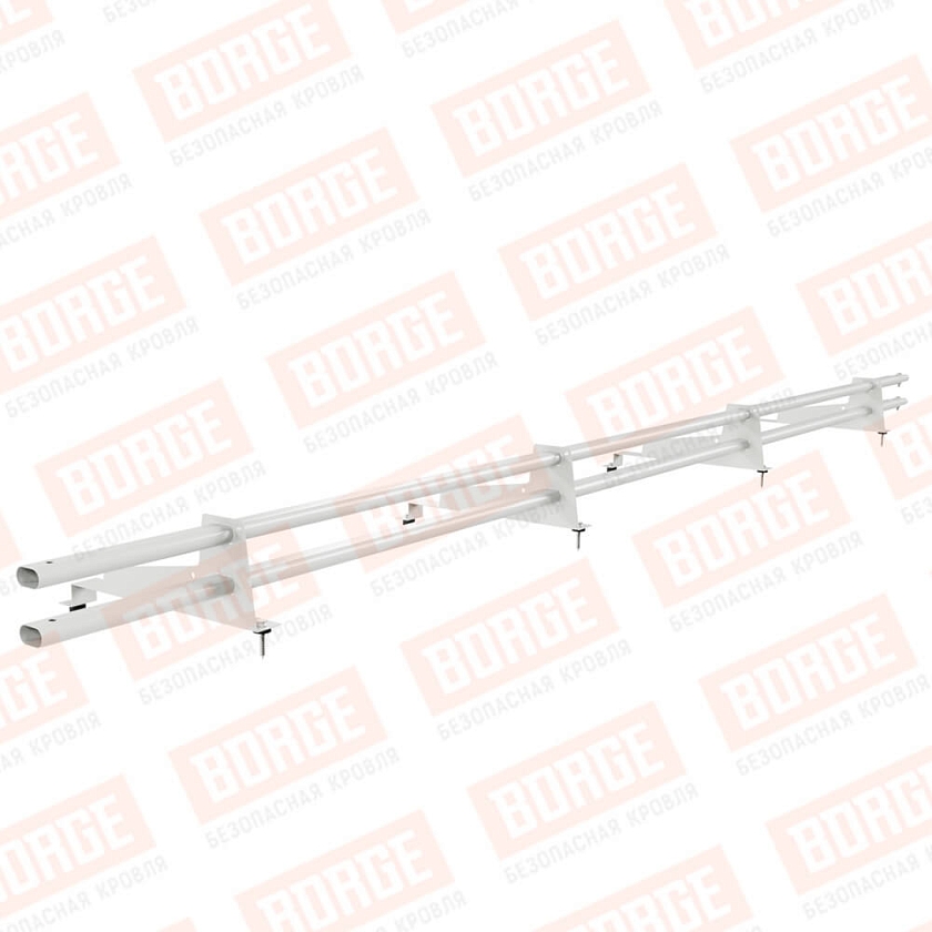 Снегозадержатель трубчатый Русский Рубеж 3м, 4 опоры, для МЧ с выс. ступенькой, сигнально-белый (RAL 9003), 400мм