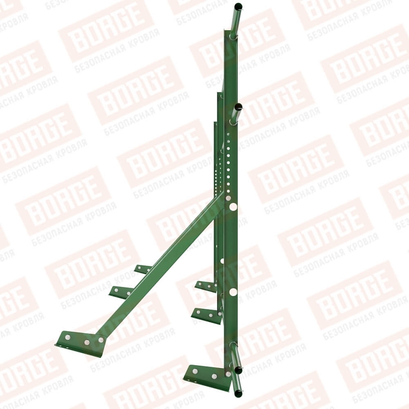 Ограждение кровельное Русский Рубеж H-120см, 3м, для фальцевой кровли, лиственно-зеленый (RAL 6002), с двумя доп. трубами