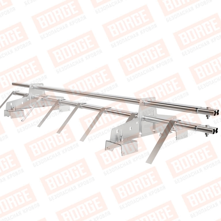 Снегозадержатель трубчатый BORGE 1,5м, 2 опоры, для профнастила Н-114, цинк