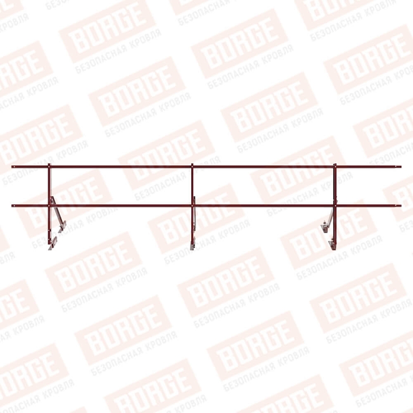 Ограждение кровельное Русский Рубеж H-60см, 3м, для фальцевой кровли, красное вино (RAL 3005)
