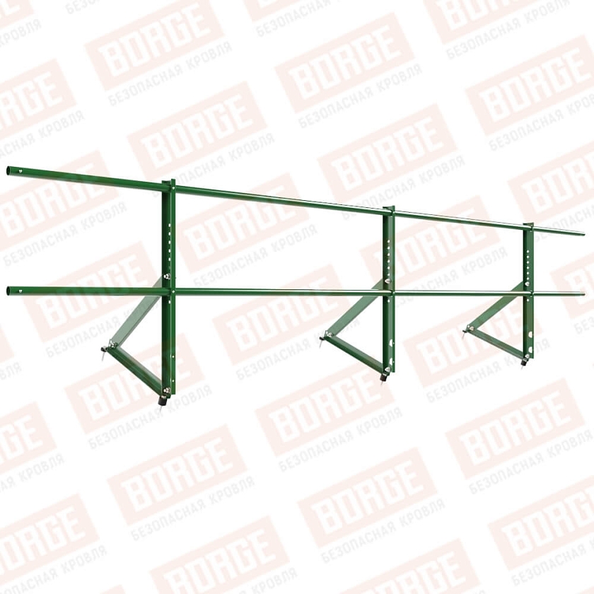 Ограждение кровельное Русский Рубеж H-60см, 3м, лиственно-зеленый (RAL 6002)