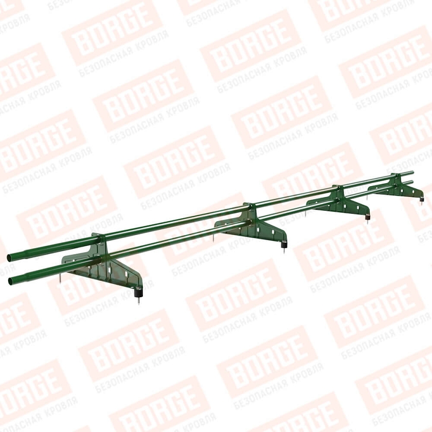 Снегозадержатель трубчатый Русский Рубеж D-25мм, 3м, 4 опоры, лиственно-зеленый (RAL 6002)