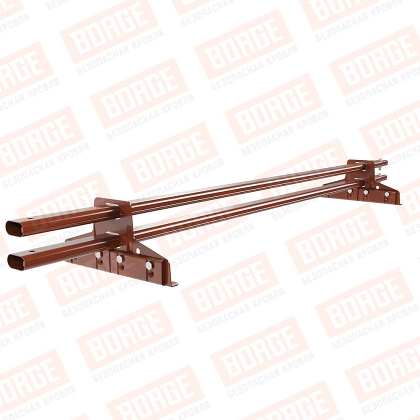 Снегозадержатель трубчатый BORGE 1,5м, 2 опоры, для фальцевой кровли, терракотовый (RAL 8004)